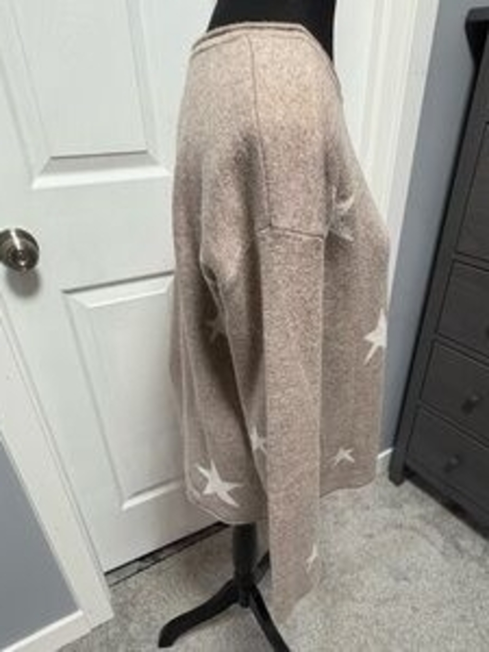 Z Supply Taupe Star Crewneck Sweater with White Accents - Picture 5 of 6